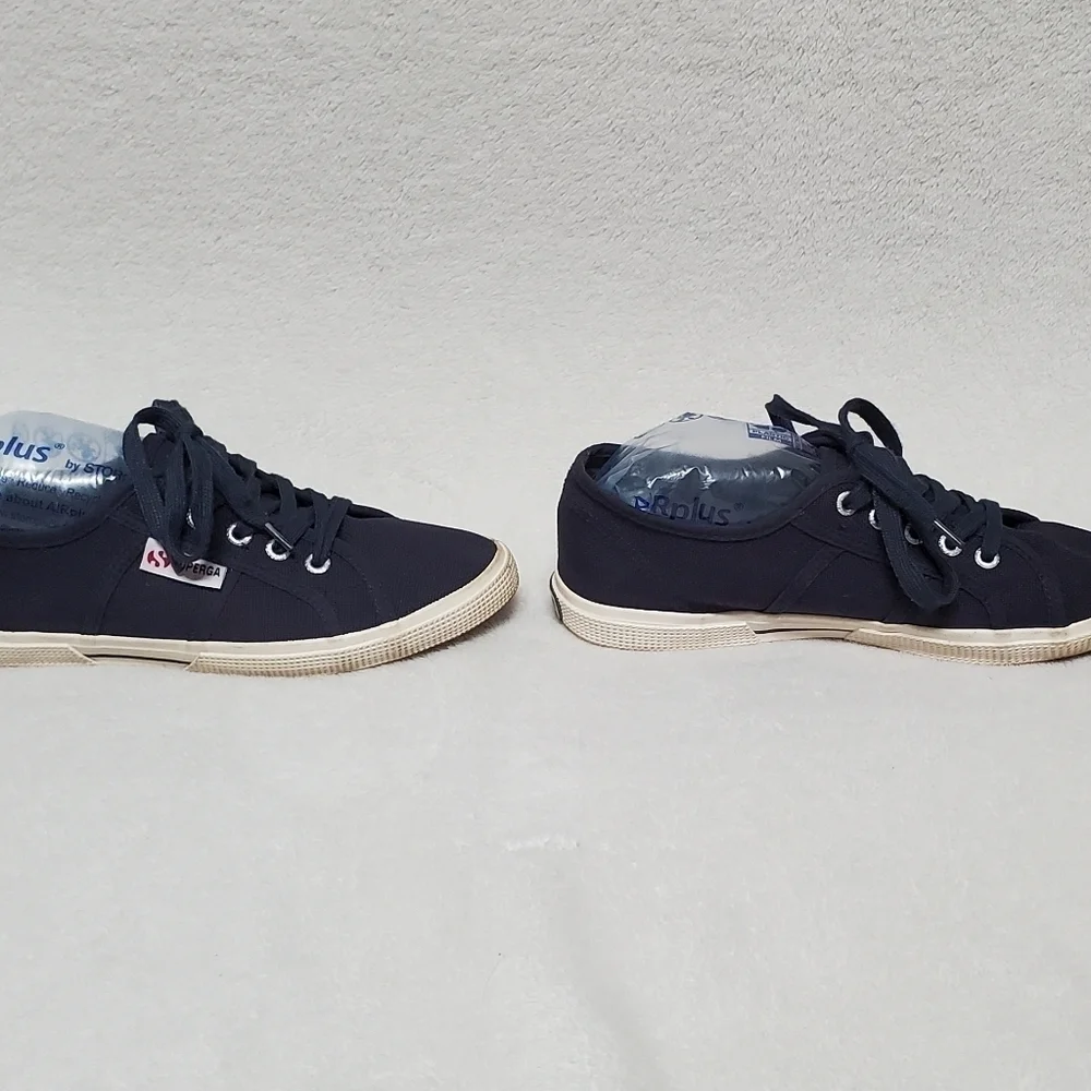 Superga Navy Blue Canvas Classic Lace-up Low Top Sneakers 7.5